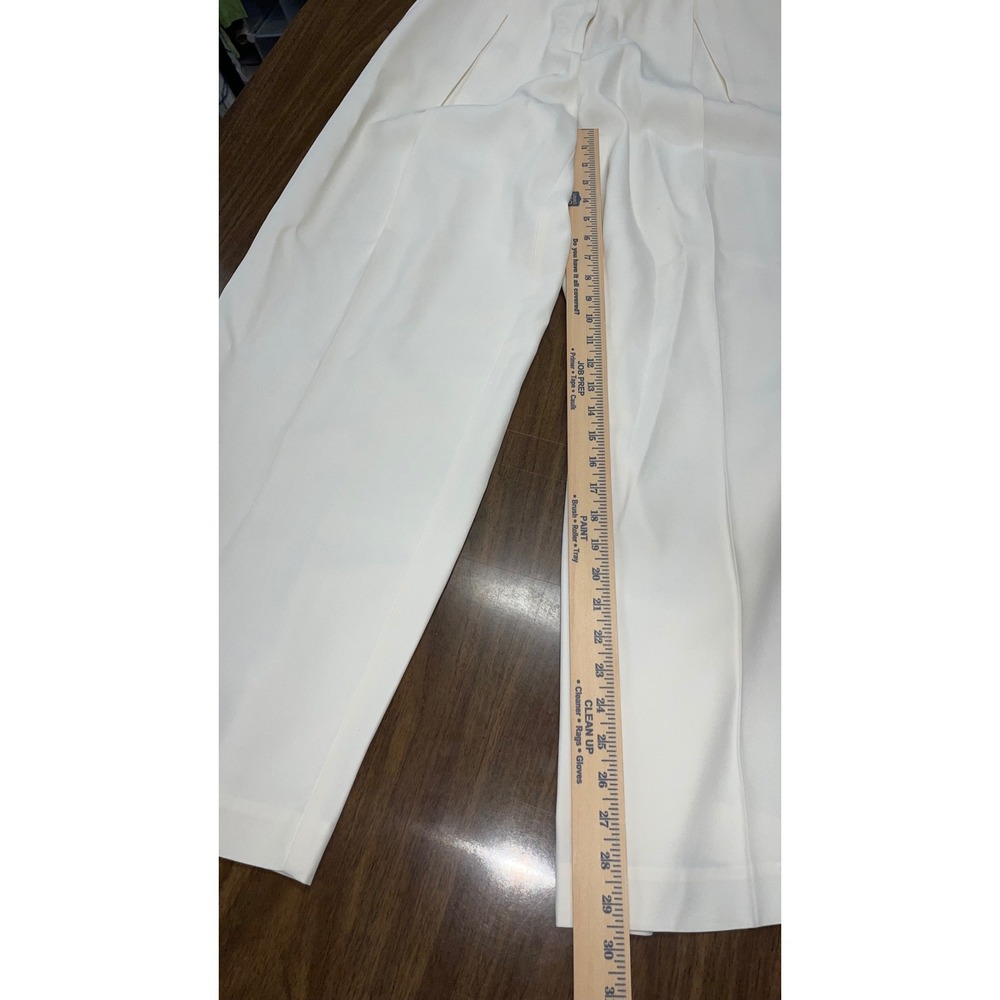 CO Collection Ivory Wide Leg Pleated Trousers Italian Viscose Wool Blend Size 8 - Picture 15 of 15